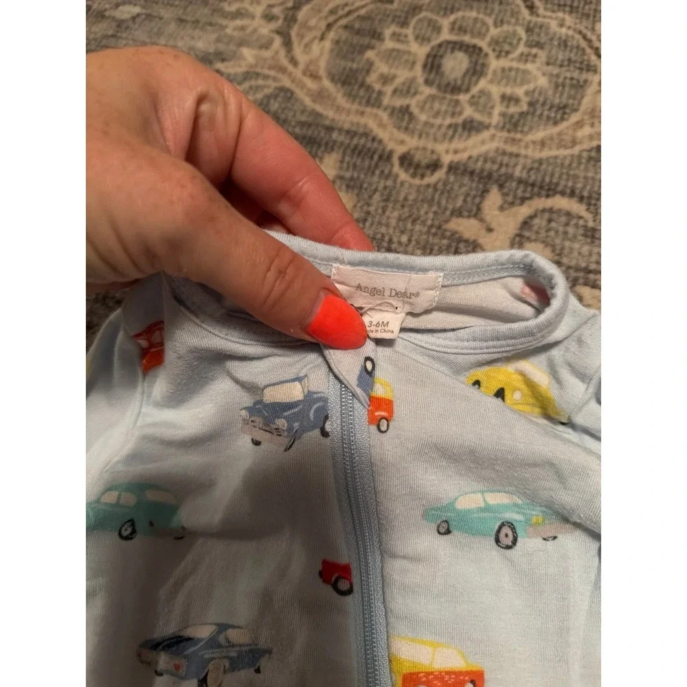Angel Dear Bamboo Pajama Zippie Onesie Blue Cars